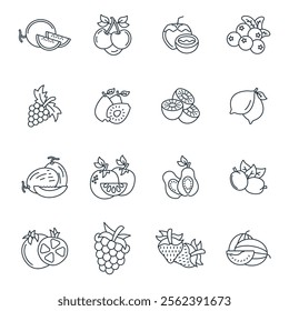 Fruits icons set . Fruits pack symbol vector elements for infographic web