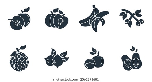 Fruits icons set . Fruits pack symbol vector elements for infographic web