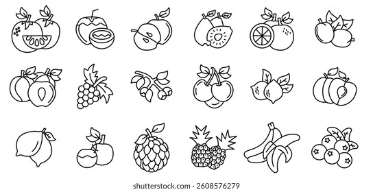 Fruits icons set . Fruits pack symbol elements for infographic web