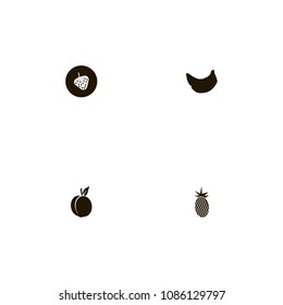 Fruits icons set. pineapple, strawberry, bananas and banana