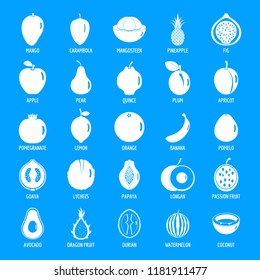 Fruits icons set. Simpe illustration of 25 fruits vector icons for web