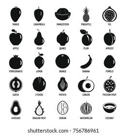 Fruits icons set. Simpe illustration of 25 fruits vector icons for web