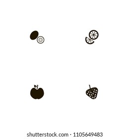 Fruits icons set. strawberry, berry, orange and tropic