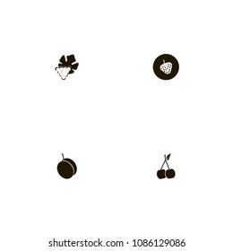 Fruits icons set. strawberry, cherry, grape and berry