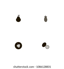 Fruits icons set. strawberry, pear, berry and tropic