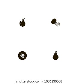 Fruits icons set. strawberry, tree, berry and pear