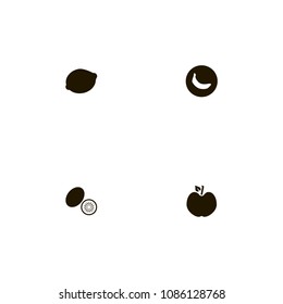 Fruits icons set. tree, lemon, lemongrass and kiwi