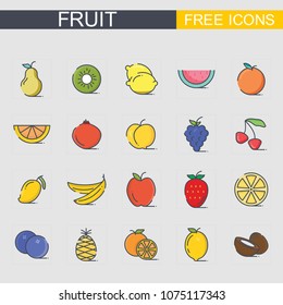Fruits icons set vector