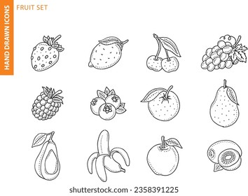 Fruits icons set. Vector scalable icons.