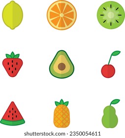
fruits icons set vector symbols