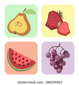 Fruits icons vector art set