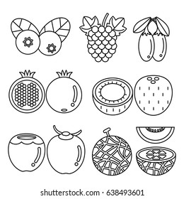 Fruits Icons. Vector Illustration.