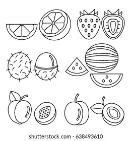 Fruits Icons. Vector Illustration.