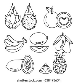 Fruits Icons. Vector Illustration.