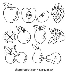 Fruits Icons. Vector Illustration.