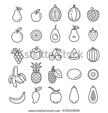 Fruits Icons. Vector Illustration.