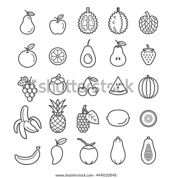 Fruits Icons. Vector\
Illustration.