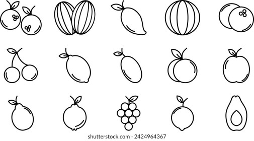 Fruits Icons. Vector Illustration. apple, pear, cherry