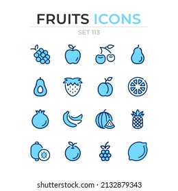 Fruits icons. Vector line icons set. Premium quality. Simple thin line design. Modern outline symbols collection, pictograms.