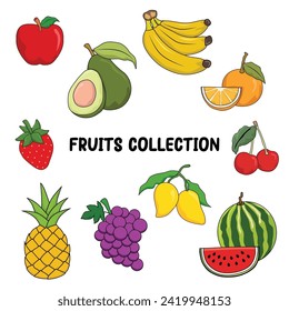 fruits illustration 2d flat graphic collection