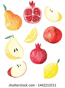 Fruits illustration. Cool style, bright colors.
