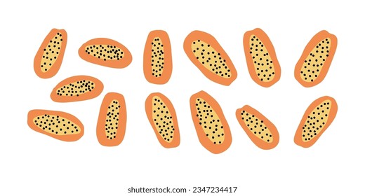 fruits illustration with orange papaya. Abstract summer vector fruit element. Great for fabric, textile, apparel.