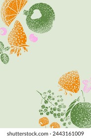 Fruits illustration sketch style with spray texture vector