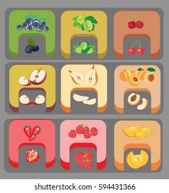 Fruits image design set for illustration, postcards and other creative needs. 