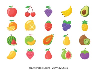 Fruits isolated object set. Fruits isolated element set.