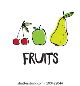 fruits isolated on white background colorful illustration