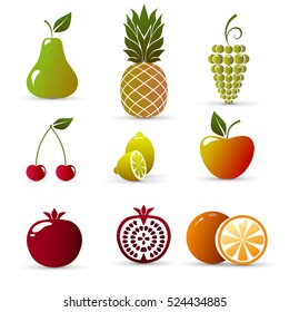Fruits isolated on white background, vector