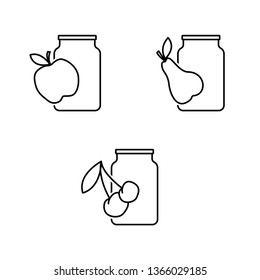 Fruits Jar Minimal Flat Line Outline Stroke Icon Pictogram Symbol - Vector