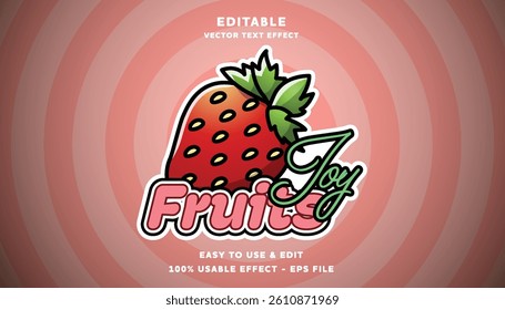 fruits joy vector text effect with modern style design usable for logo or company campaign