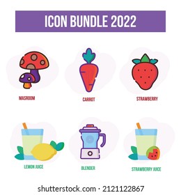 fruits and juice icon bundle