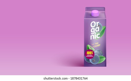 Fruits juice soft drink with Packaging mock up in the middle on white background. Realistic vector in 3D illustration.