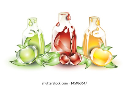 Fruits and juices from them, EPS 10, isolated