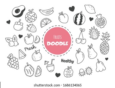 fruits kawaii doodle vector hand drawing style