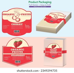 Fruits Label, Fruits box, product pack, food labels, Vector carton, carton label, Nutrition Supplement Label, Packaging template design, free vector label, Mockup, Healthy food