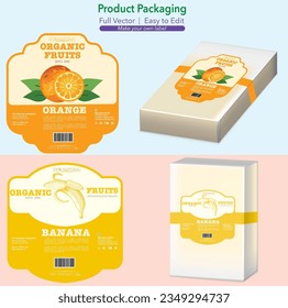 Fruits Label, Fruits box, product pack, food labels, Vector carton, carton label, Nutrition Supplement Label, Packaging template design, free vector label, Mockup, Healthy food