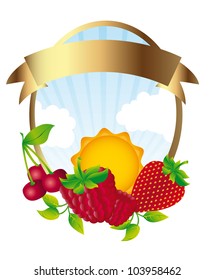 fruits label isolated over white background. vector illustration