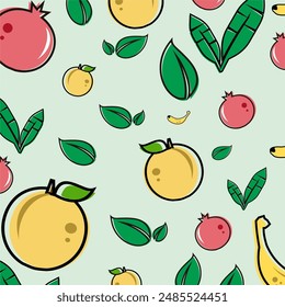 fruits and leaves become a background pattern