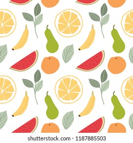 fruits and leaves seamless pattern
