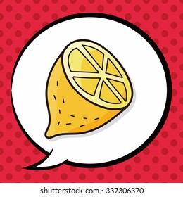 fruits lemon doodle, speech bubble