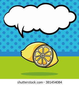 fruits lemon doodle, speech bubble