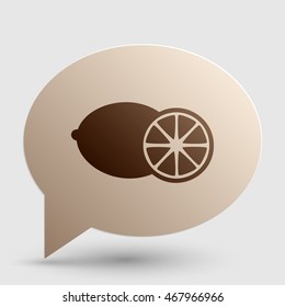 Fruits lemon sign. Brown gradient icon on bubble with shadow.