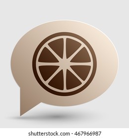 Fruits lemon sign. Brown gradient icon on bubble with shadow.