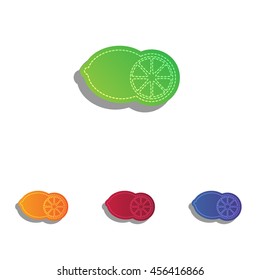 Fruits lemon sign. Colorfull applique icons set.