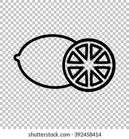 Fruits lemon sign. Line icon on transparent background