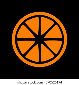 Fruits lemon sign. Orange icon on black background.