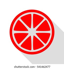 Fruits lemon sign. Red icon with flat style shadow path.